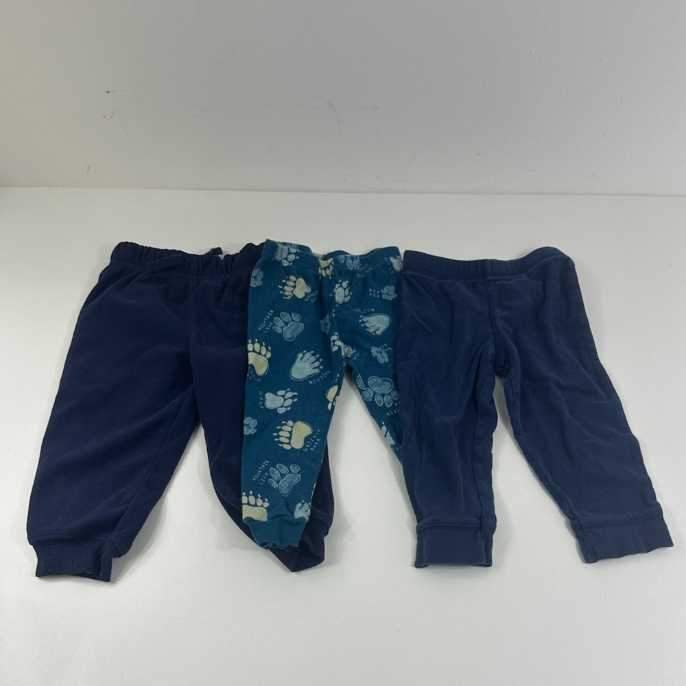 Carters Baby 18M Fleece Jogger Pants Bundle - Blue, Teal Paw Print, Navy
